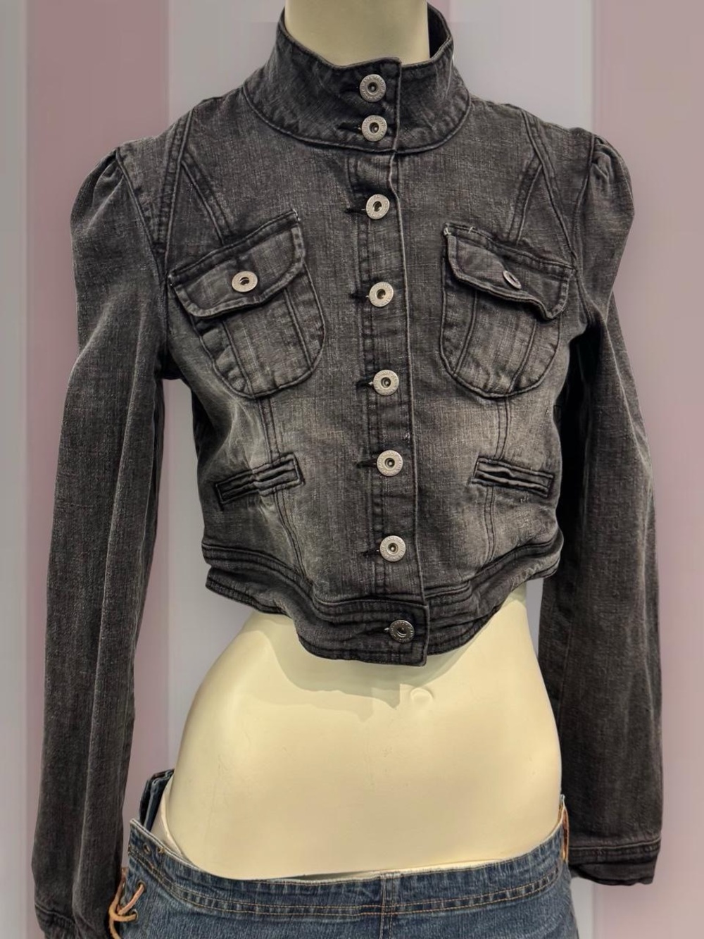 Brody Jeans Cropped Funnel Neck Denim Jacket